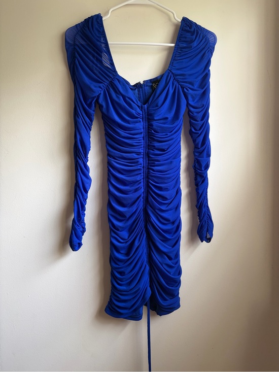 Windsor Dresses & Skirts - Windsor Blue Ruched Long Sleeve Bodycon Mini Dress Size S PD71323K-ROYAL